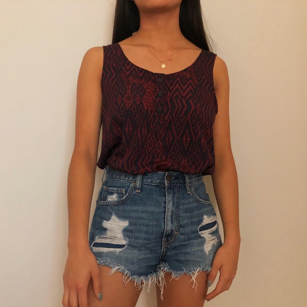 Tribal Print Button Down Tank